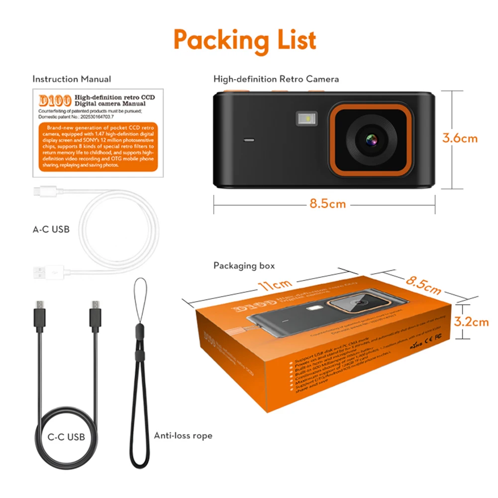 Камера высокого разрешения 8, ретро-фильтры, винтажная компактная камера, маленькая камера для видеоблогов для начинающих фотографий