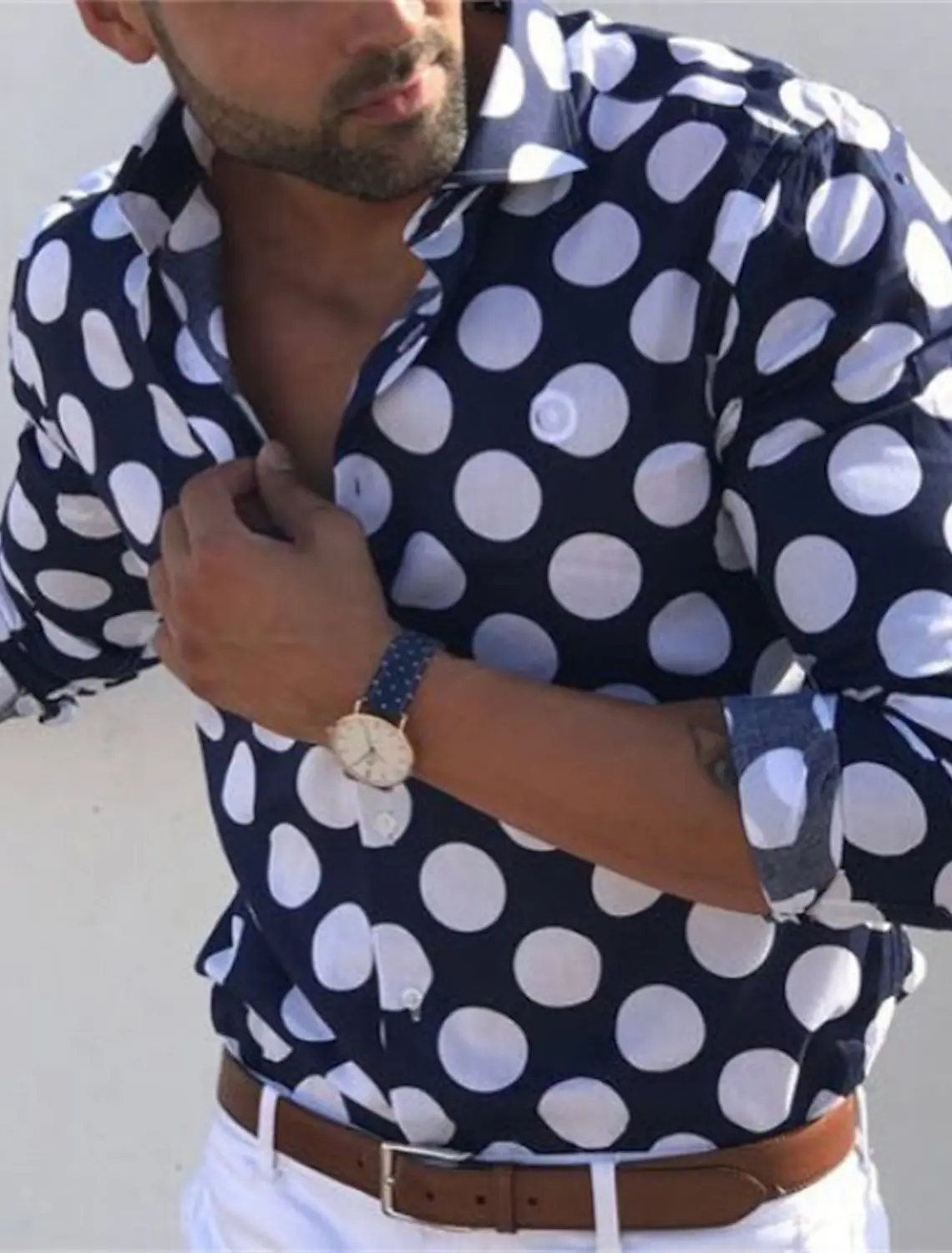Men's Shirt  Summer Hawaiian Shirt Button Up Shirt Long Sleeve Graphic Polka Dot Turndown Outdoor Street Button-Down  Apparel