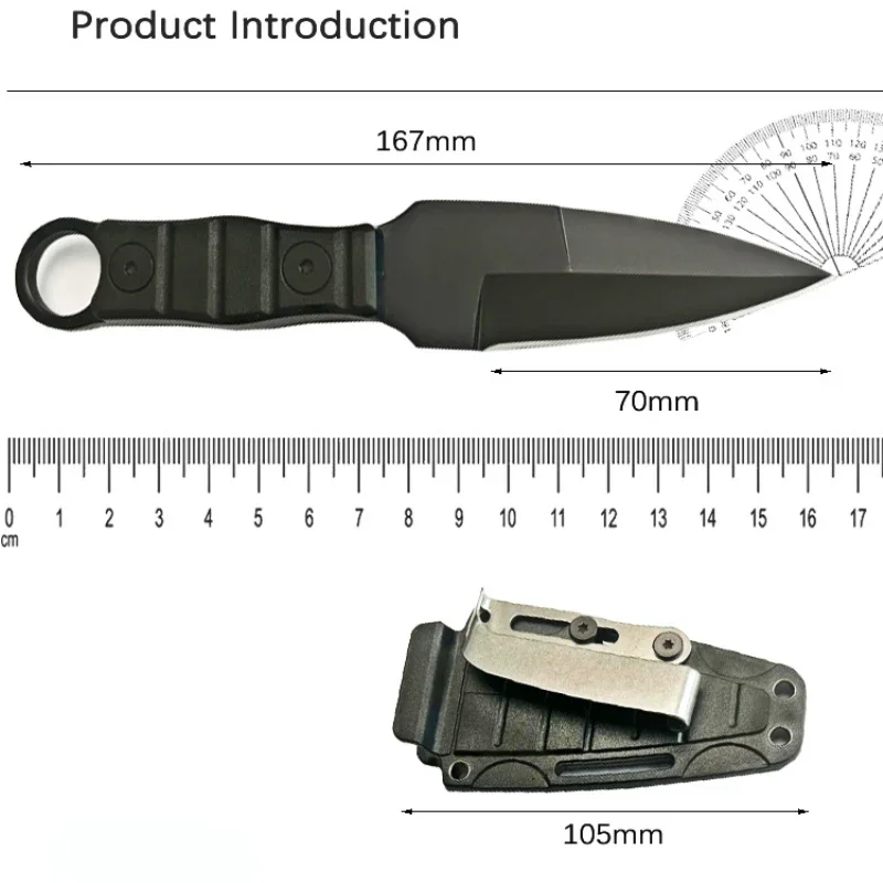 New outdoor small straight knife, high hardness survival knife, camping EDC portable hunting practical knife+K sheath