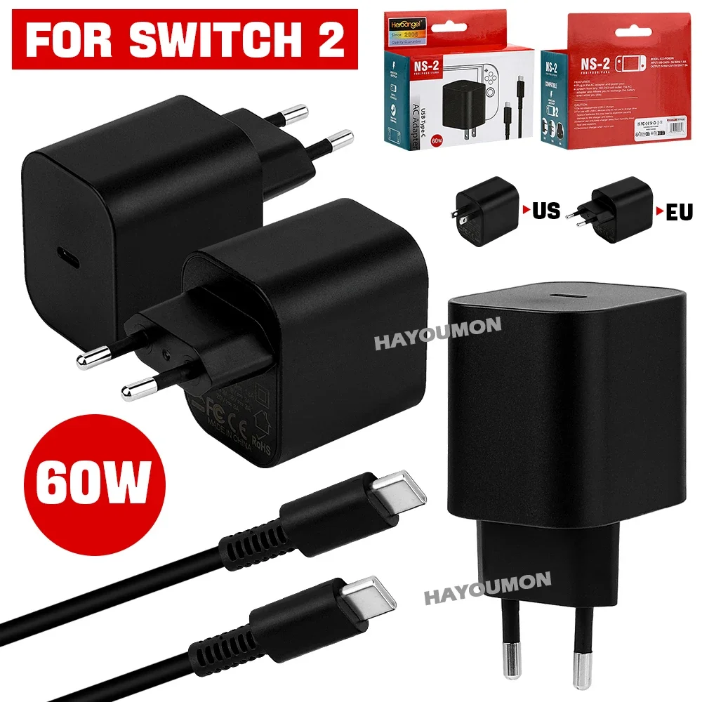 EU/US/UK Plug Fast Type C USB Power Supply Wall Charger Cabl