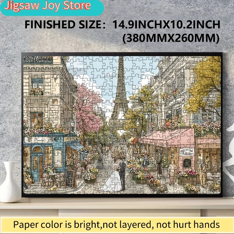 1 Box() Mini Paper Puzzles for Adult: "Paris Flower Street & Wedding Under Eiffel Tower" or Party Games & Activities Applied f