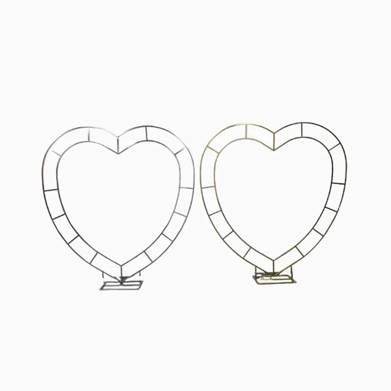 Romantischer Herzförmiger Hochzeitsbogen, Eisen-Doppelring-Liebesständer für Hochzeitszeremonie-Hintergrund, Party- und Bühnendekoration (Weiß/Gold) – Detail 6