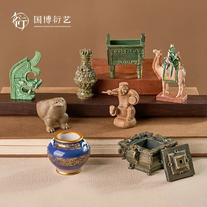 Ancient Chinese Artifacts Shelf Refrigerator Magnet Ornament Set National Museum Home Decor Collectible Figurine Gift for Women