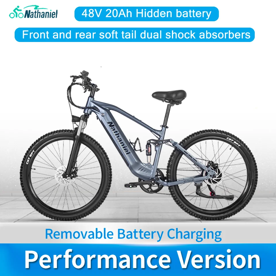 Nathaniel E-Bike,1000W Brushless Motor,27.5' Adult E-Mountain Bike,45Ah Large Capacity Batteries,7 Speed,45KM/H,Outdoor Trip Bik image 6