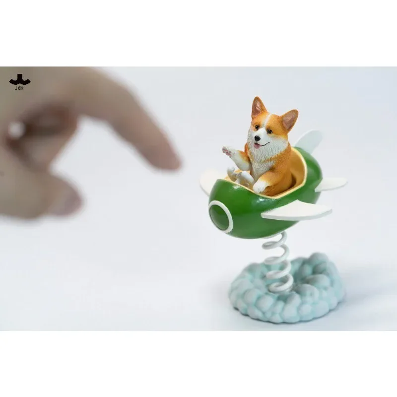 Presale JXK385 1/6 Resin Cute Flying Corgi Wobbler Model  Simulation Corgi Dog Statue for Scene Accessories Car Ornament