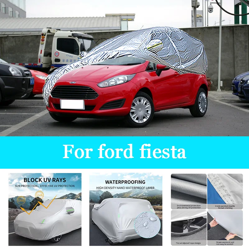 

Car Cover Outdoor Full Exterior Snow Cover Sunshade Waterproof Dustproof Protection with Reflective Strips for Ford Fiesta