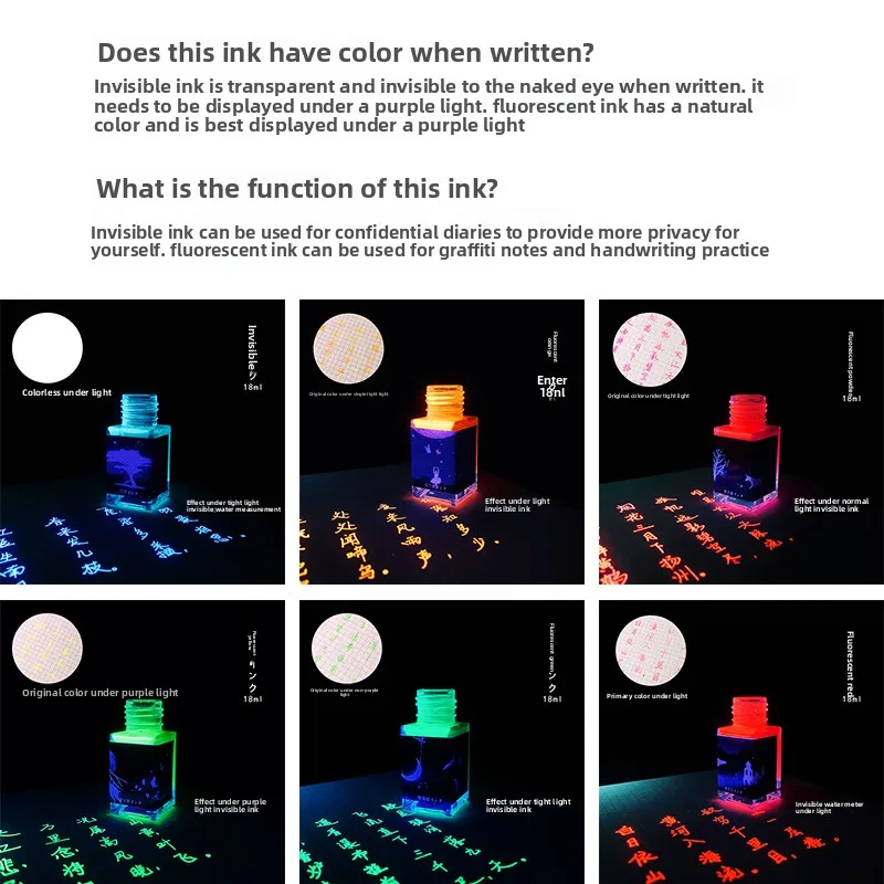 JINCHEN Colorful Fluorescent Fountain pen Ink Purple Glow Ink For Diary Colored Ink Bottles Stationery School Office Supplies