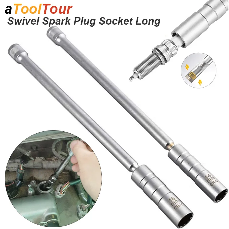 Magnetic Spark Plug Socket Key Wrench Adapter Swivel Long Extension Install Replace Repair Kit Torque Remove Removal Gap Tool