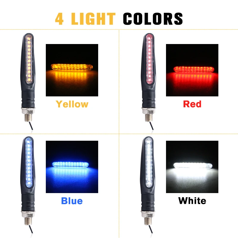 2-4PCS Motorcycle 12 LED Turn Signals Blinker Tail Flowing Light Water Motor Flashing Steering Lights Stop Indicator Signal IP68