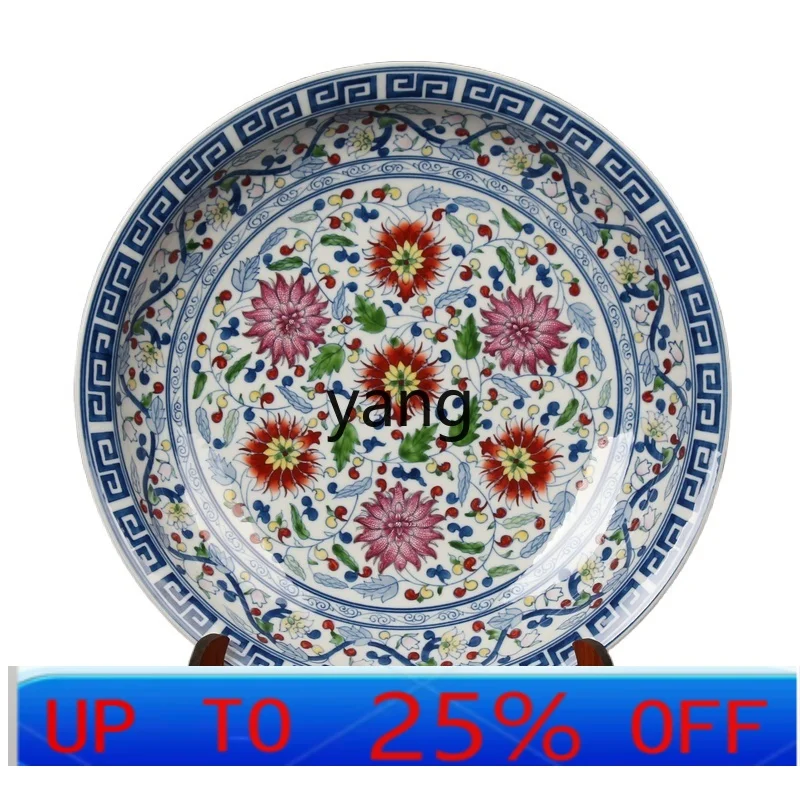 LH  handmade painting blue and white bucket color enamel color multicolored ceramic plate