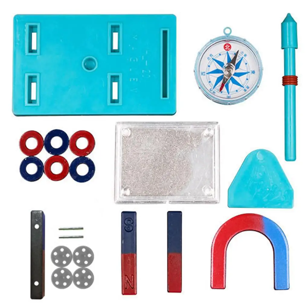 1 Set Labs Junior Scienza Magnetismo Set Bar Anello Bussola a ferro di cavallo Kit di strumenti fai da te Giocattoli di fisica Regali per bambini Bambini adolescenti