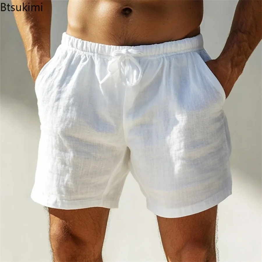 

2026 New Men's Vacation Casual Solid Color Shorts Spring Summer Seaside Beach Leisure Loose Shorts Men Fashion Drawstring Shorts