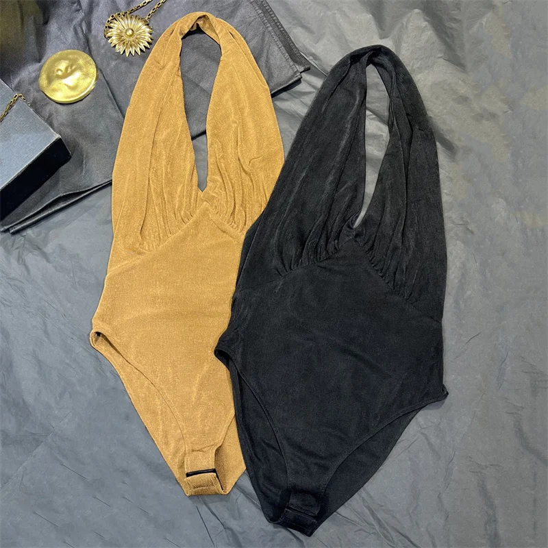 Bodysuit women 2025 Winter New elastic knitted slim fit sleeveless top Sexy backless women's tight corset Women's bodice vest