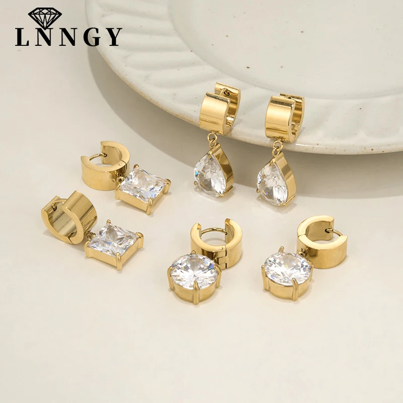 

Lnngy Certified Round/Pear/Princess Cut Moissanite Drop Earring For Women Sparkling Dangle Earrings Accessories Jewelry Gift