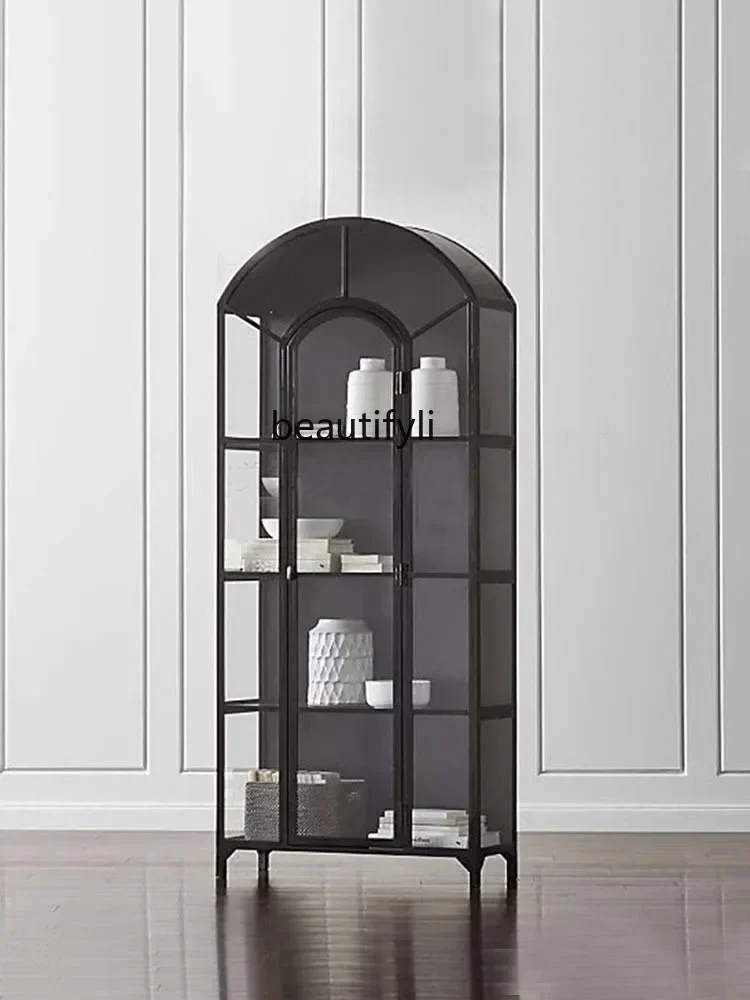 178 미국식 원목 유리 와인 캐비닛 사이드보드 캐비닛 완벽한 수납 전시 캐비닛 라이트 럭셔리 벽 책장