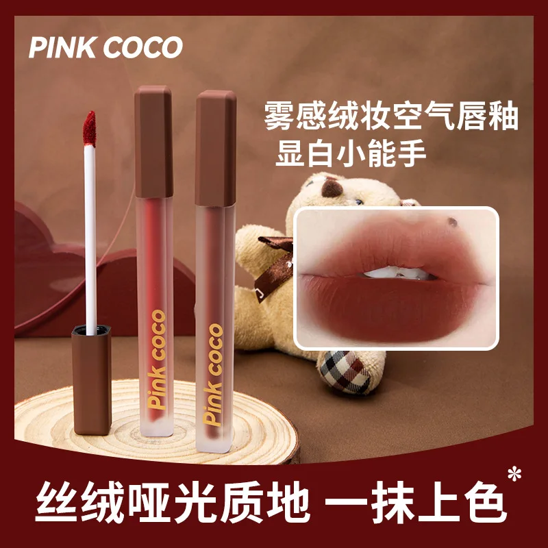 Pink Coco Velvet Matte Powder Mist Air Lip Gloss Light Silky Lock Color Lip Mud Whitening Długotrwała szminka Kosmetyki