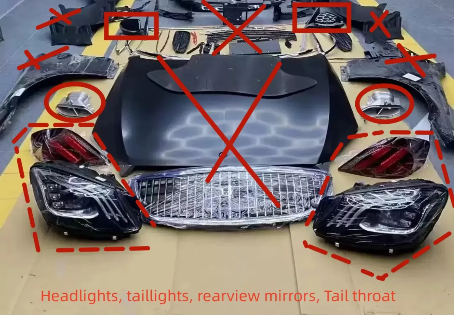 

Car Led Headlight taillight rearview mirror Tail throat for Mercedes-Benz W221 09-11 Modified Maybach