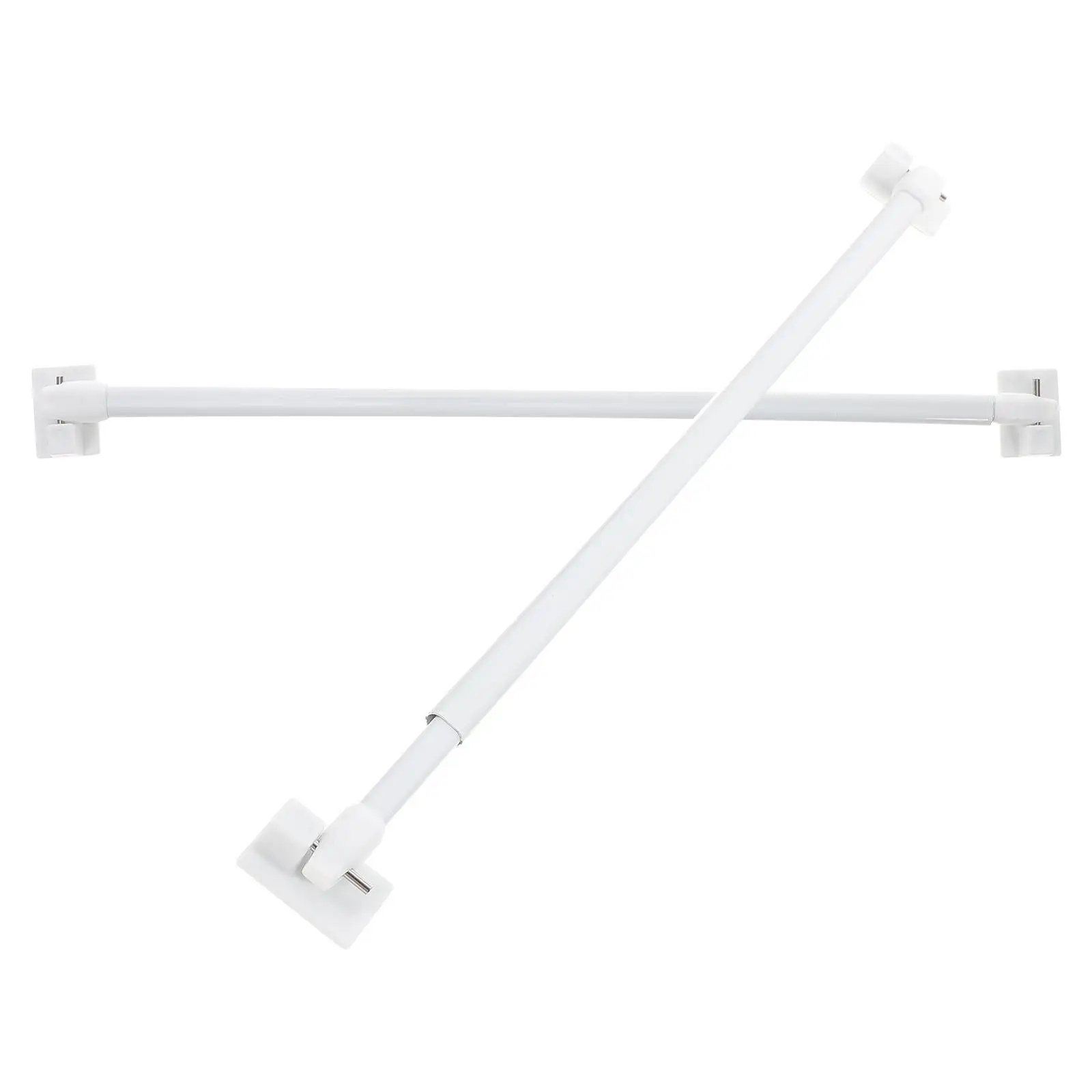 

2 Pcs Adhesive Hook Telescopic Curtain Rods 30-45CM White Extendable Small Bathroom Shower Track No Drilling Plastic Adjustable