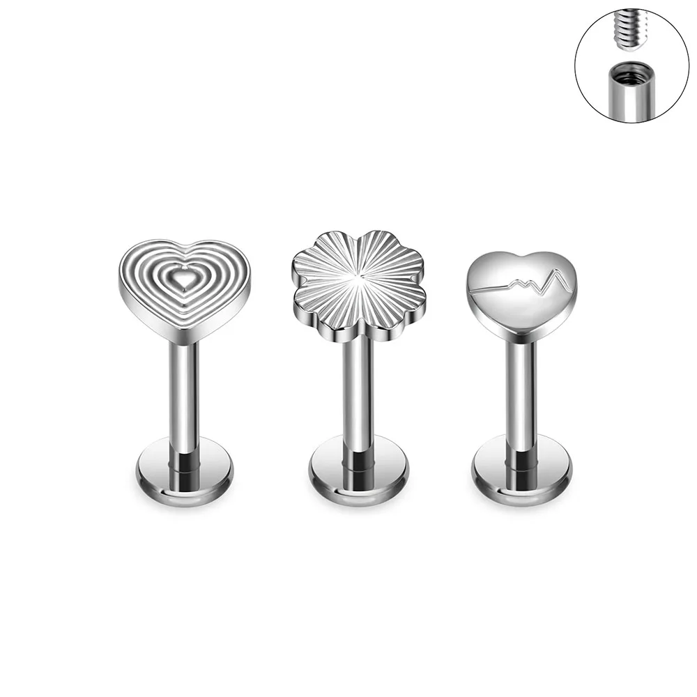 Image of Großhandel G23 F136 Liebe Klee Ohr Knorpel Nagel Innengewinde Männliche und Weibliche Perforierte Schmuck Earnail Lip Nagel