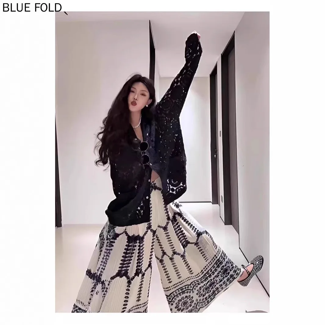 MIYAK Wide-legged Pants Women Ethnic Style Fashion Temperament Summer Comfortable Versatile Printed High Waist Drape Casual Pant