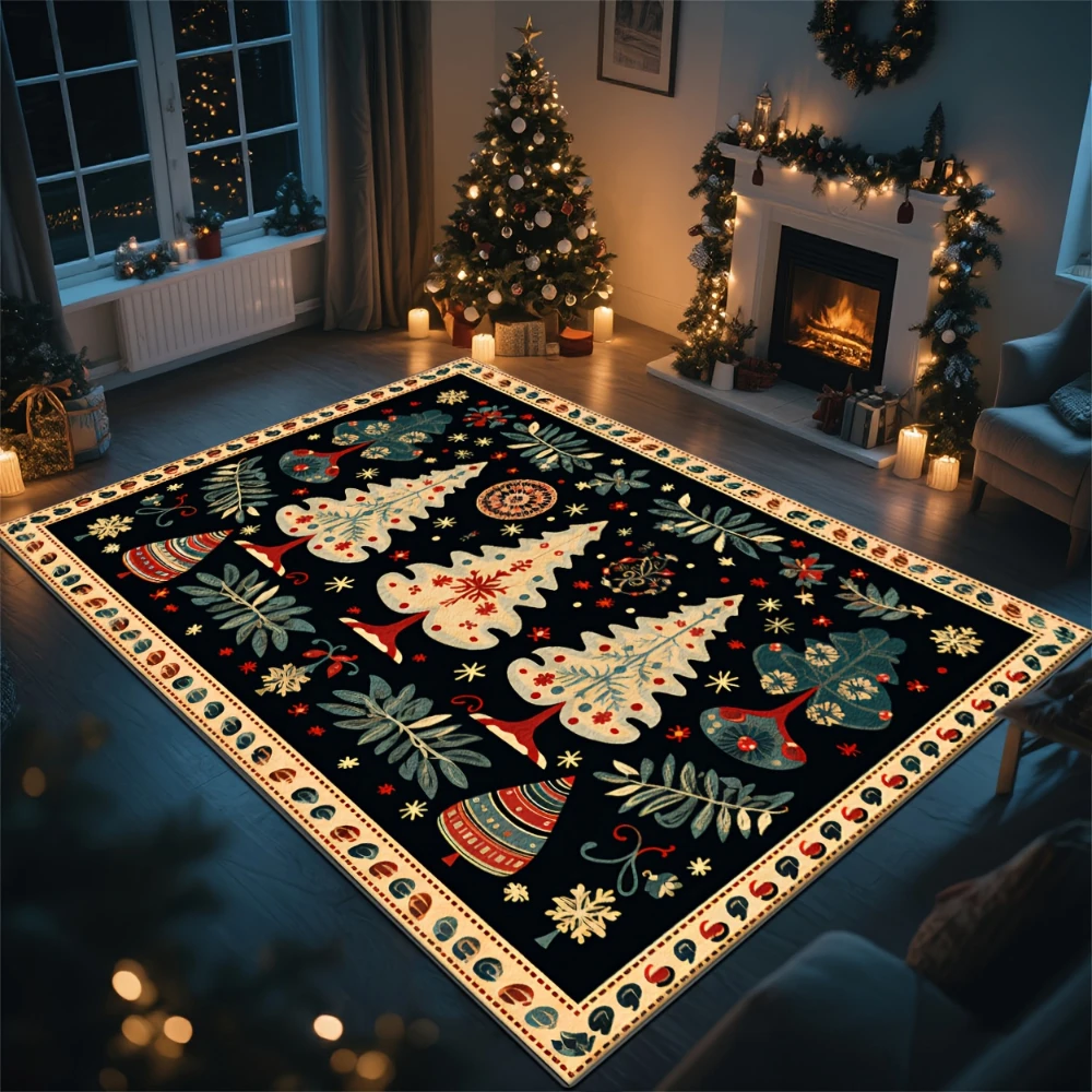 Christmas Floor Mat Holiday Gift Carpet for Bedroom Home Decor Living Room Area Rug Fireplace Area Aisle Home Room Apartment