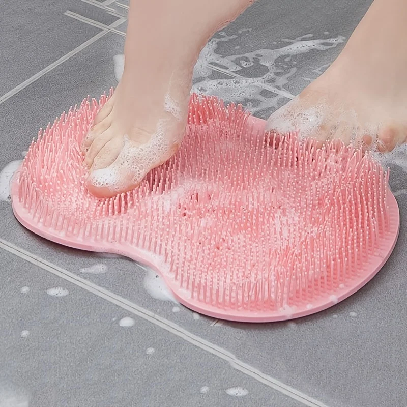 Exfoliating Shower Massage Scraper Bathroom Non-slip Bath Mat Back Massage Brush Silicone Foot Wash Body Cleaning Bathing Too