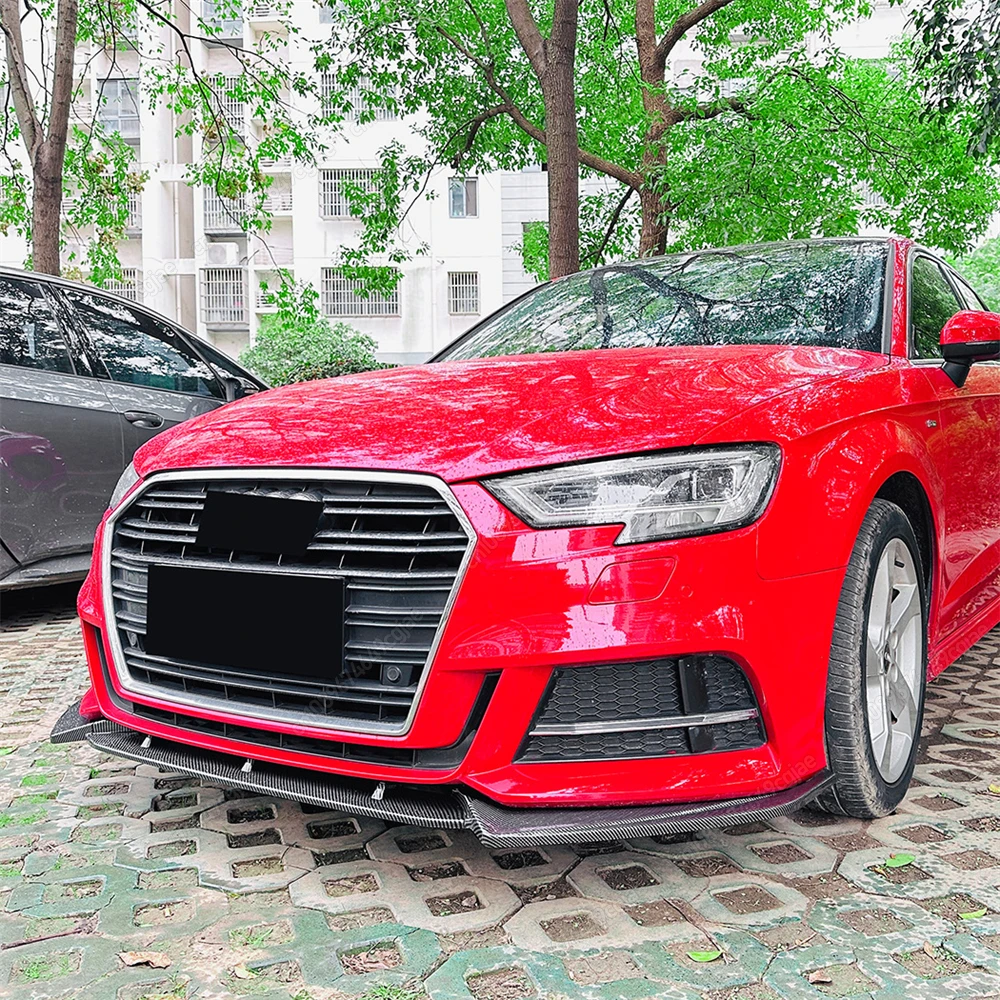 

For Audi S3 A3 Sportback 8V FL S-line 2016 To 2020 ABS Black Tuning Car Front Bumper Lip Spoiler Splitter Diffuser 3Pcs Body Kit