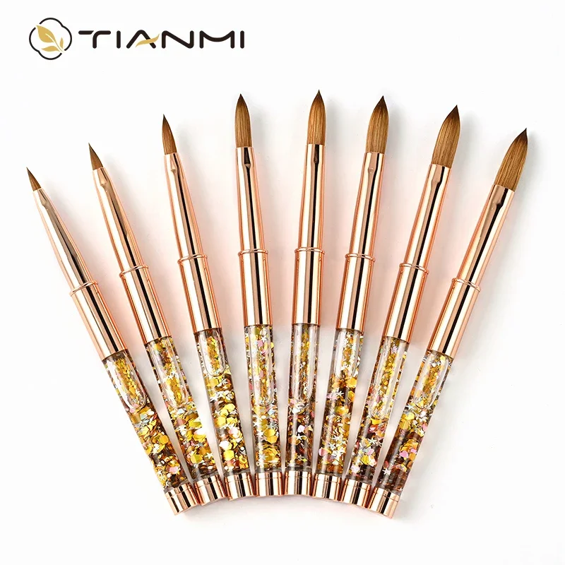 Crystal Acrylic Nail Art Brush Kolinsky Hair Painting Pens Gel Nail Polish Extension Builder Manicure Tools Nail Drawing Brush