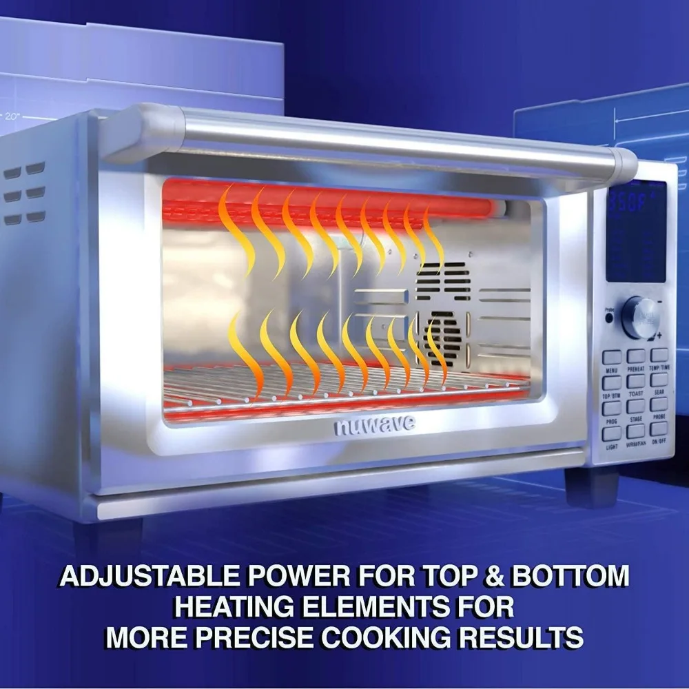 مقلاة هوائية من Nuwave محمصة فرن ذكي ، 12 في 1 كونترتوب حراري ، سعة 30-qt XL ، 50 °-ma ° ، ضوابط درجة الحرارة