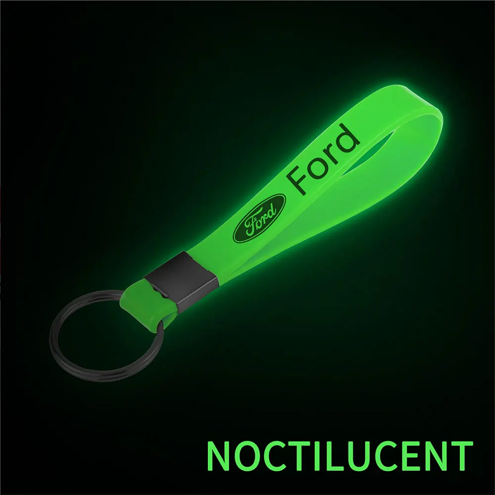 yZ[zLuminous Keyring Rubber Pendant Strap Keychain Car Logos Accessory For Ford Fiesta Focus 2 MK4 Mustang Ranger Kuga S-MAX Transit