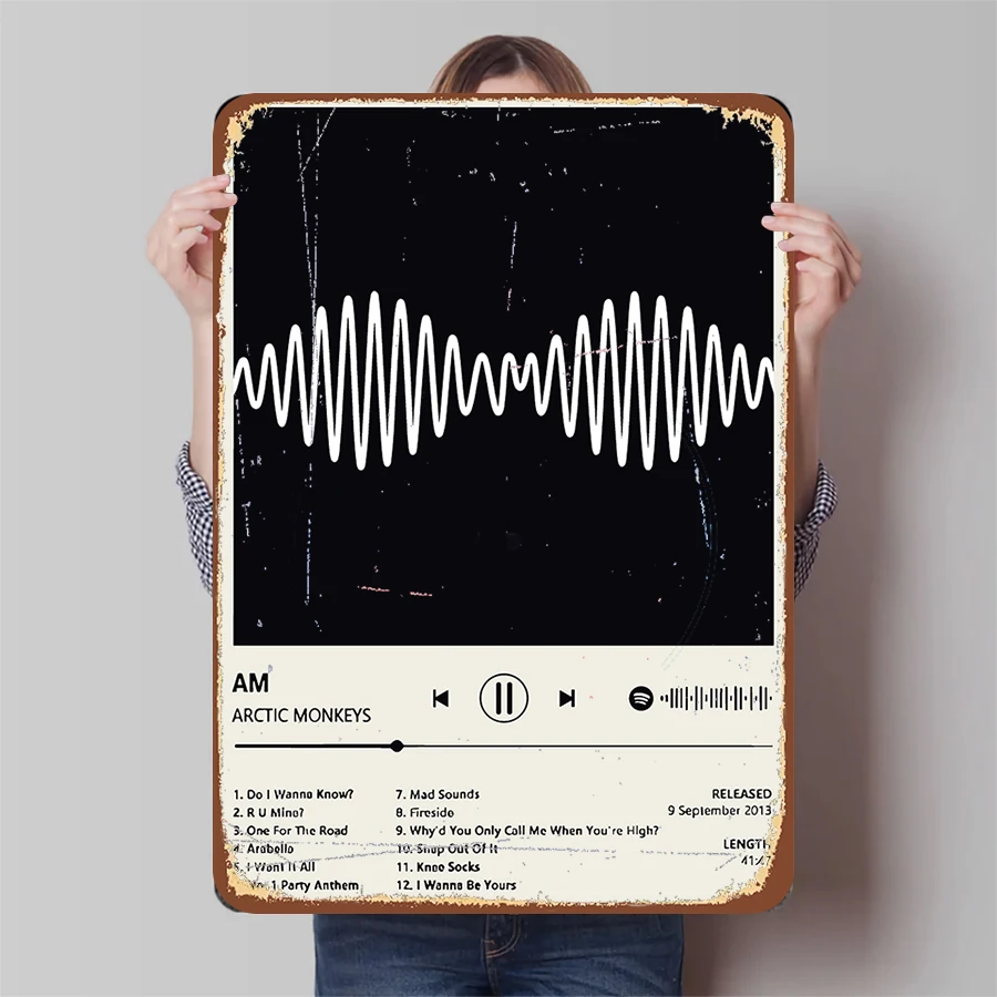 

Arctic Monkeys AM Album Cover Metal Poster Sound Wave Art Rock Music Decor for Bedroom Living Room