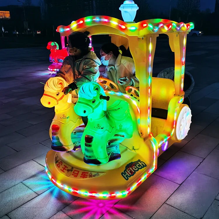 &New Design 24V Colorful LED Canopy Horse Carriage Bumper Car for Kids Indoor Outdoor Commercial Amusement Park Carnival Rides