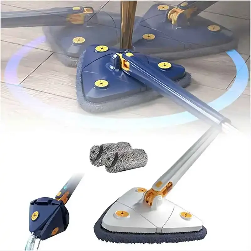 

Telescopic Triangle Mop Rotatable Adjustable Cleaning Mop for Tub/ Tile/ Floor/ 130CM Handle Reusable Spin Mop Dropshipping