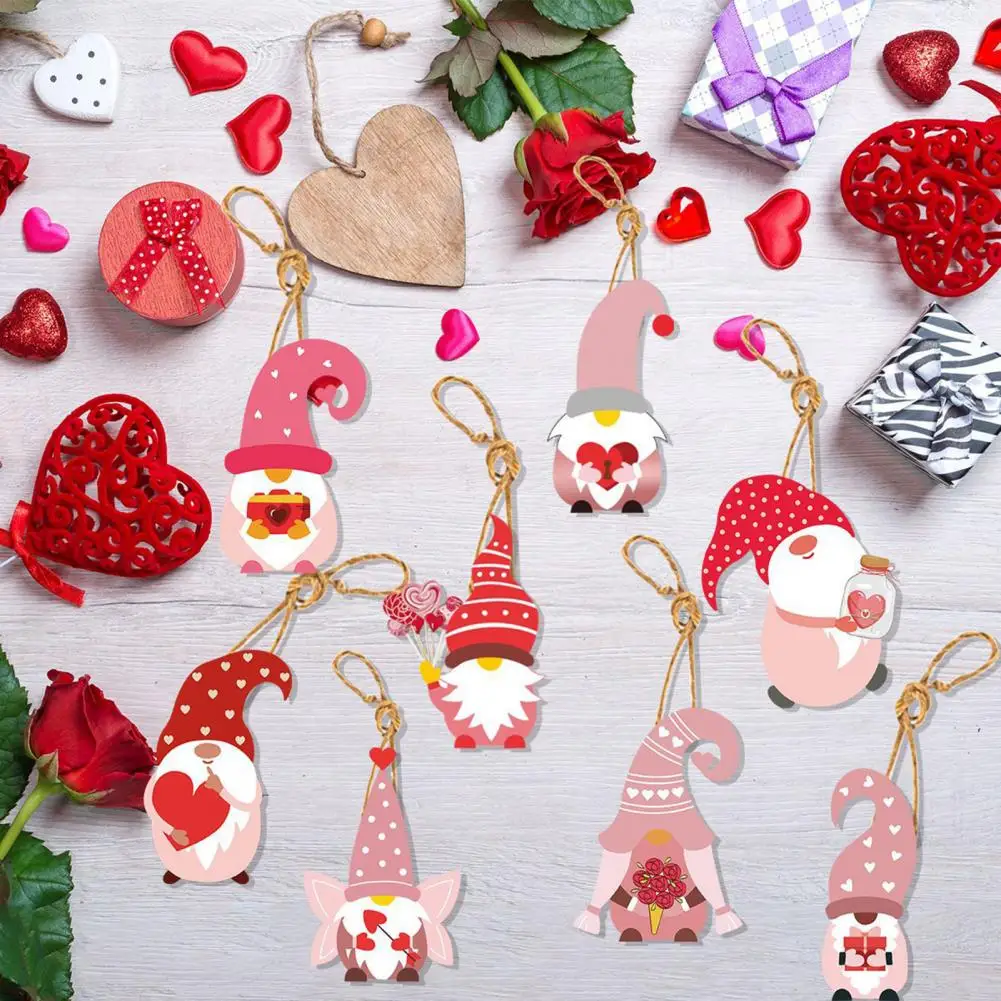 Wooden Valentine Day Decorations Valentine Day Home Decor Valentine's Day Gnome Ornaments Heart Pattern Hanging for Party