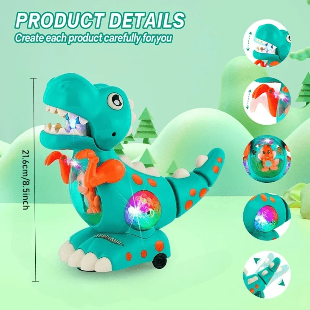 ไดโนเสาร์ไทแรนโนซอรัส เร็กซ์ของเล่นเด็กเพลงคลานของเล่นไฟฟ้าแบบโต้ตอบทางประสาทสัมผัสสำหรับเด็ก, สีสุ่ม