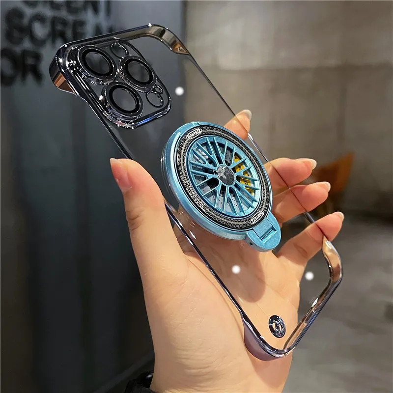 Magnetic Rotating Gyroscopic Bracket Phone Case for iPhone 15 ProMax 13 14 Pro Max 15pro Magsafe Frameless Hard Ultra Thin Cover