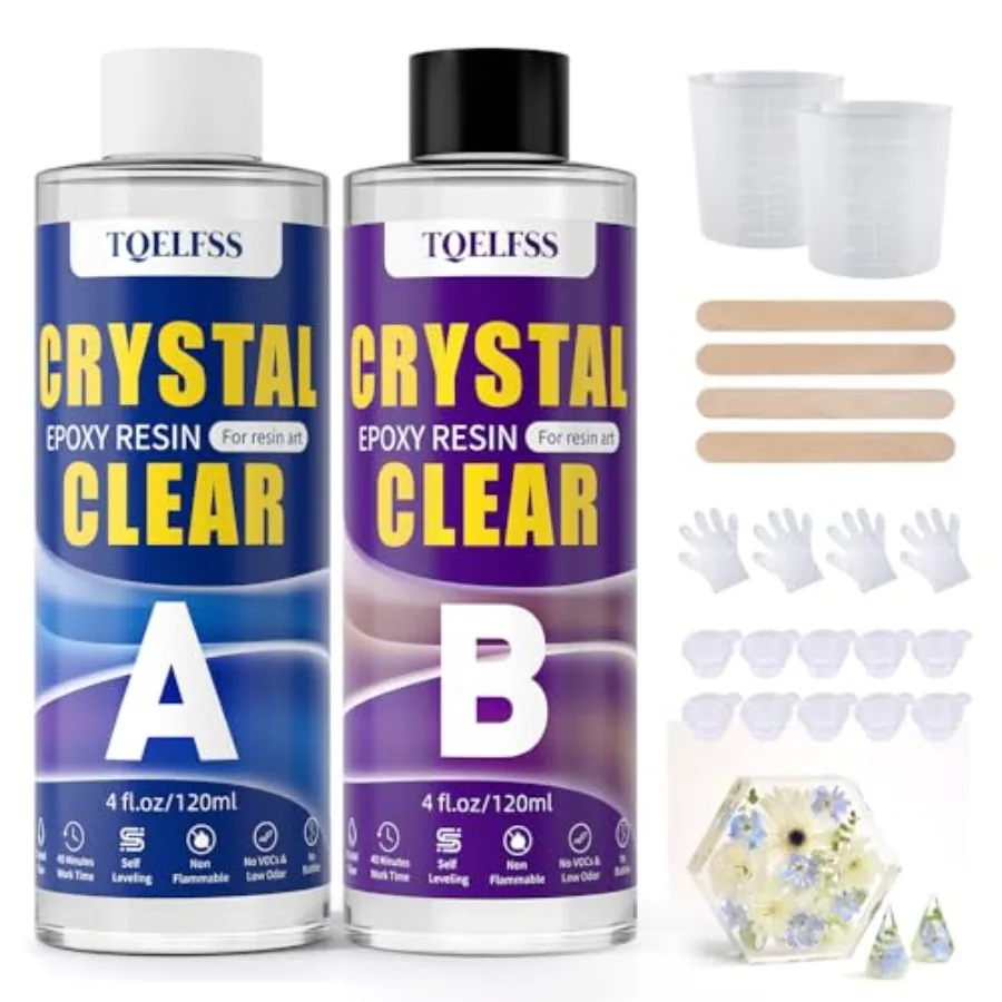 

Epoxy Resin Kit 8 OZ, Clear Epoxy Resin 4 OZ×2,Fast Curing, Self Leveling, No Yellowing Casting Resin for Jewelry Making, Resin