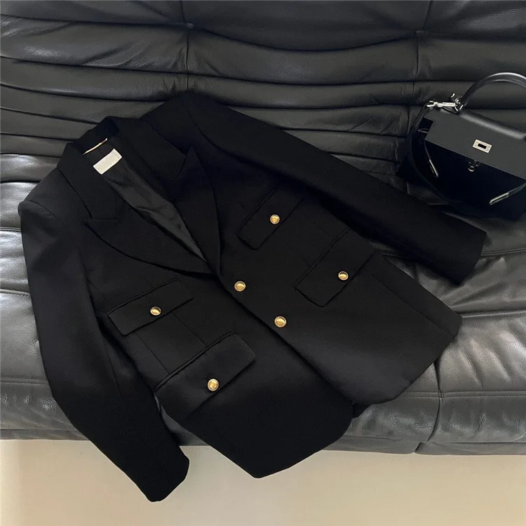 Loose Women's Suiting Outerwear Cross-Border Long Sve Pure Color Korean Sle Spring Autumn Large Size Button Detail