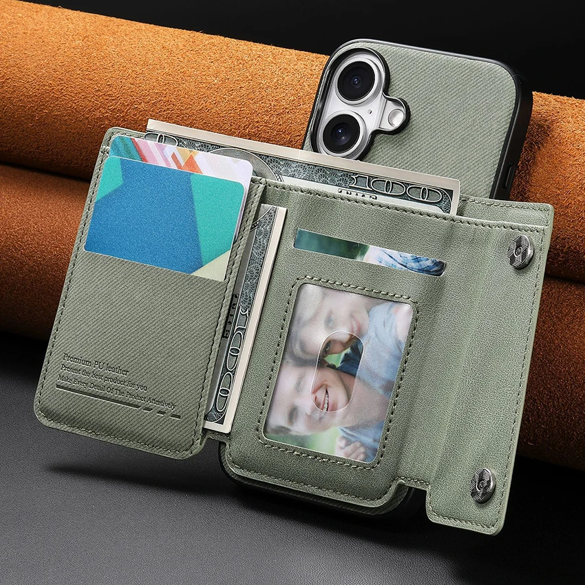 حافظة لهاتف Magsafe حافظة لهاتف آيفون 17 16 15 14 13 Pro 12 11 Max Plus 16Pro حافظة هاتف ذات سعة كبيرة أغطية جلد