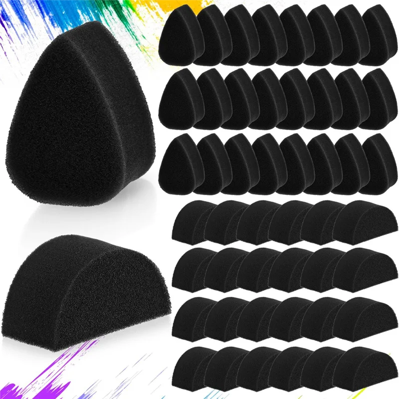 Face Paint Sponges Face Painting Black Sponges High Density for Art Work and Body Paint (24 Petals + 24 Half Moon)