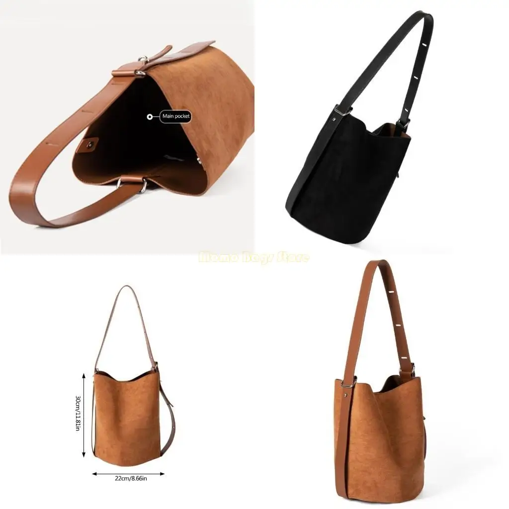 

X90D Contemporary Bucket Bag Handbag Soft PU Leather Slouchy Bag Comfortable Underarm Shoulder Purse Underarm Bags