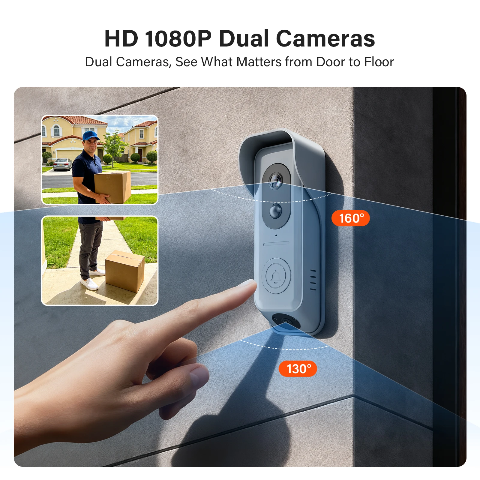 Dual Camera Tuya Smart Wireless Video Doorbell with 8-Inch HD Touch Screen Two-Way Intercom Motion Detection