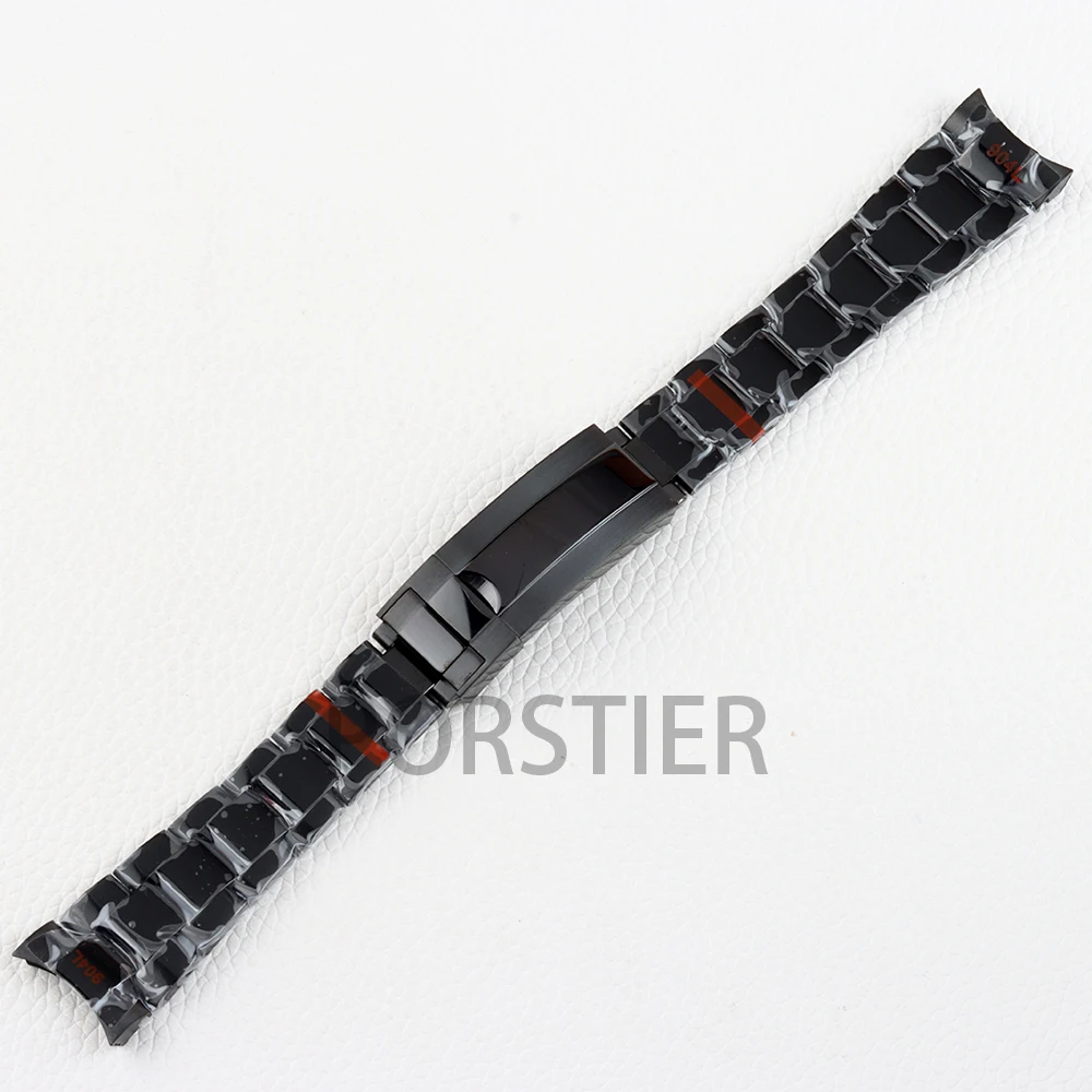 20mm Width Solid Stainless Steel Strap Silver Rose Gold Black PVD Brushed Polished Oyster Bracelet Folding Buckle Sliding Lock
