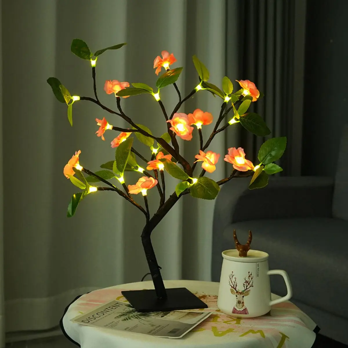 LED Peach Blossom Plum Blossom Tree Lamp Interior Decorative Light Gift Creative Luminescent Styling Light