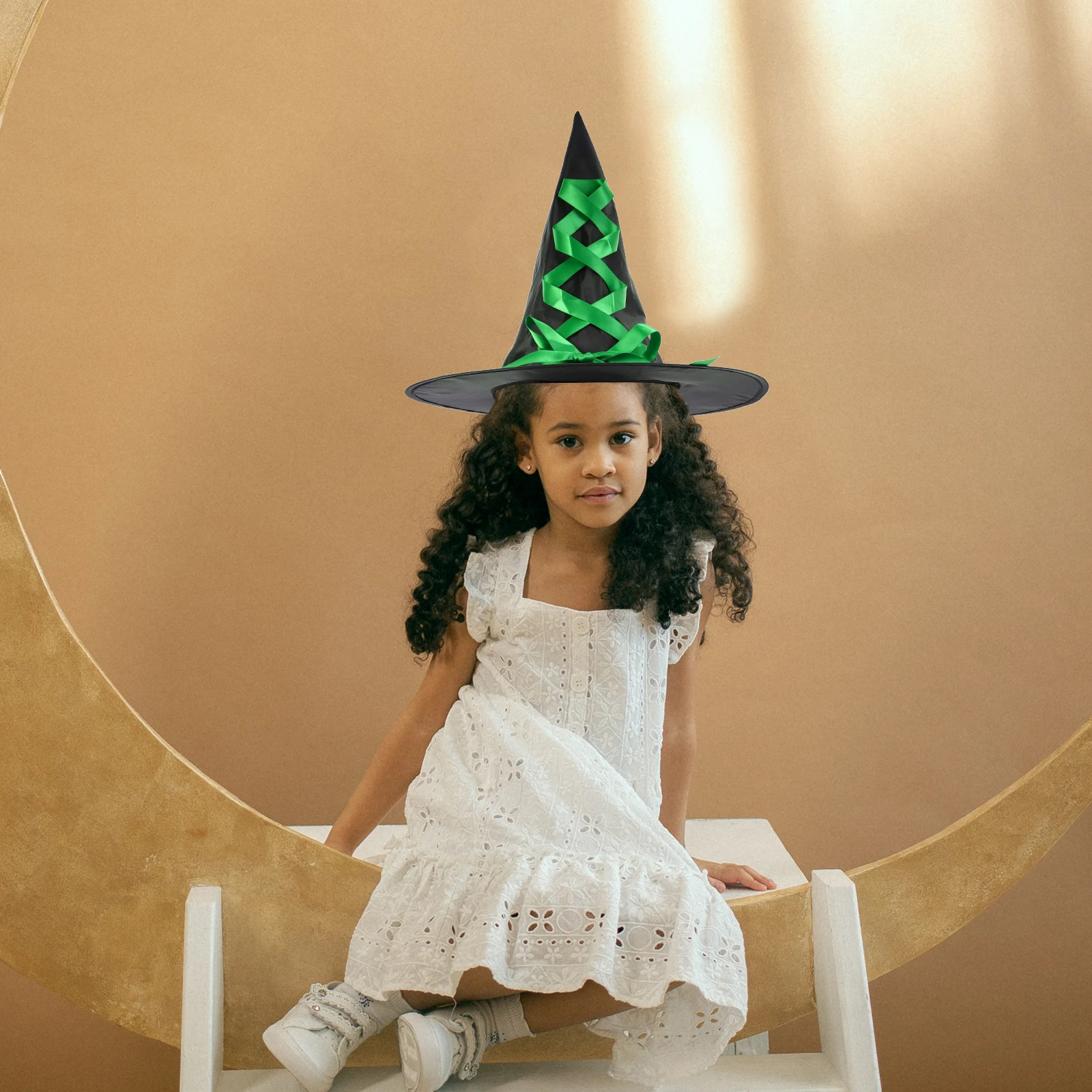 

3pcs Witch Hat Set Halloween Costume Accessories Mesh Plastic Decorative Hats for Party Stage Photo Props Broom Cosplay Wizard