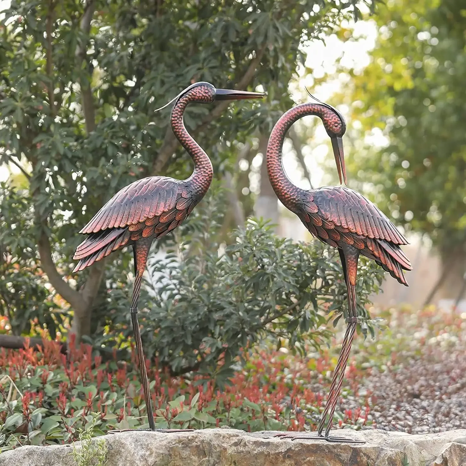 Crane Garden Sculptures & Statues Heron Decoy Large Size Metal Birds Yard Art Standing Vintage Brass Heron Lawn Ornament