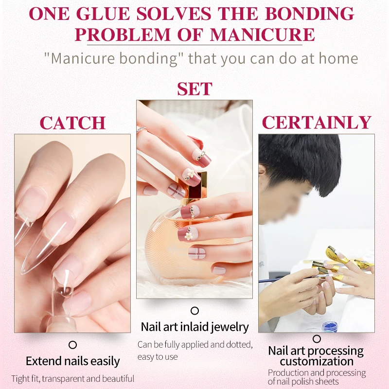 MIGOBON-Super Cola, Unhas Wearable, Resistência de Cor Longa e Forte, Sem Necessidade de Lâmpadas UV