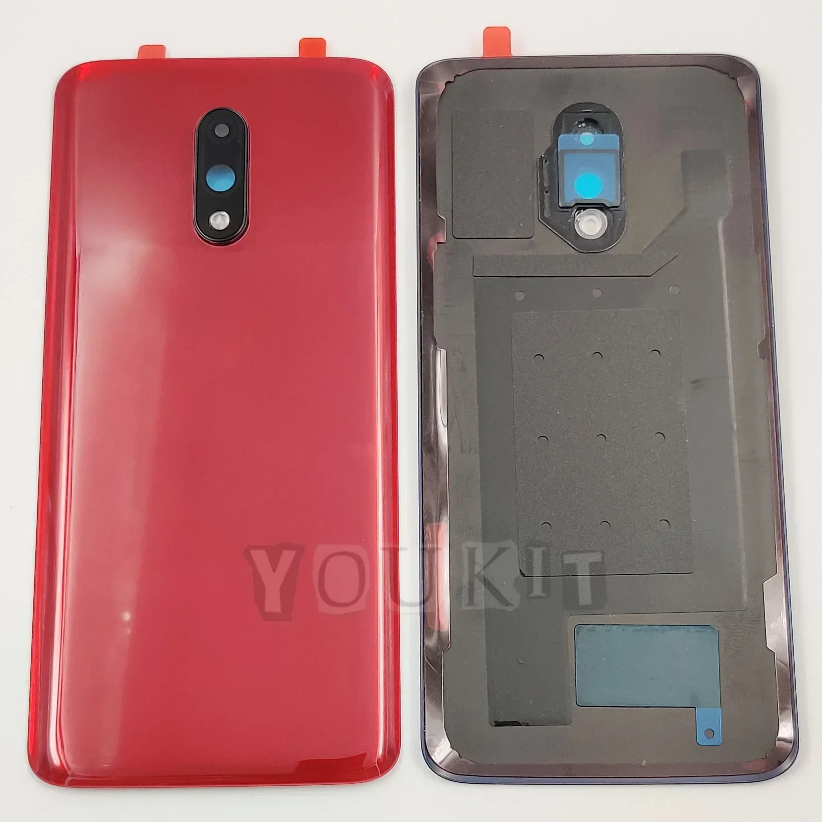 Gorilla Glass Back Door Lid For OnePlus 7 Hard Battery Cover Rear Housing Panel Case Shell With Camera Lens Adhesive