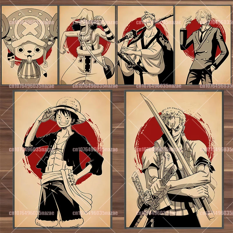 

One Piece Usopp Luffy Chopper Sanji Zoro Ace Frameless Canvas Painting Retro Poster Classic Art Painting HD Bedroom Mural Gift