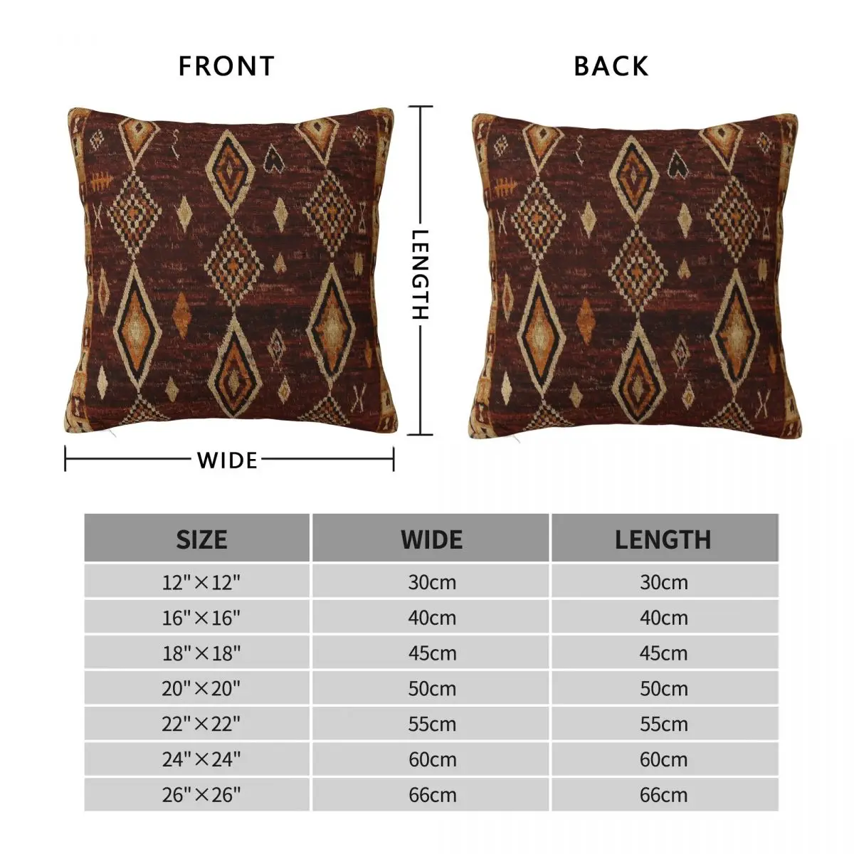 Heritage Oriental Moroccan Square Pillowcase Polyester Linen Velvet Creative Zip Decor Sofa Cushion Case